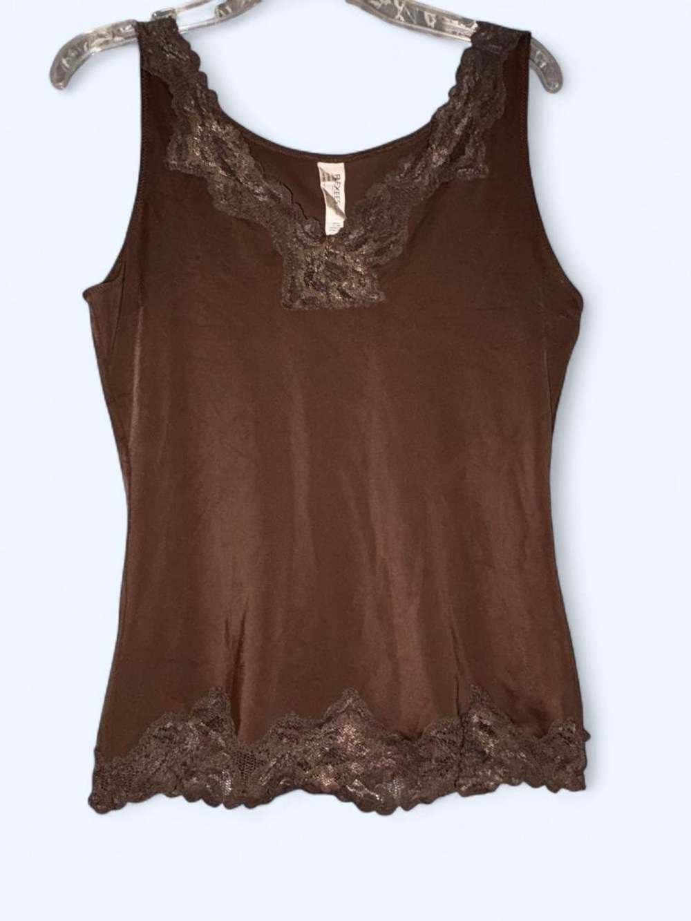 Flexees Brown Lace-Trim Spandex Camisole